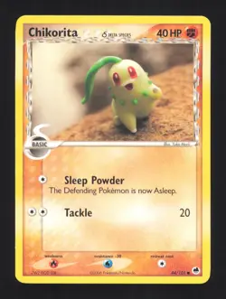 Pokemon Chikorita 44/101 Common Dragon Frontiers Lightly Played INK DOT! - Image 1
