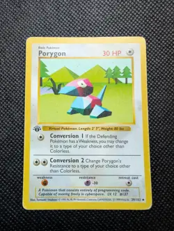 Pokemon TCG Porygon 39/102 Base Set 1st Edition Shadowless HP Back Stamp Error - Image 1
