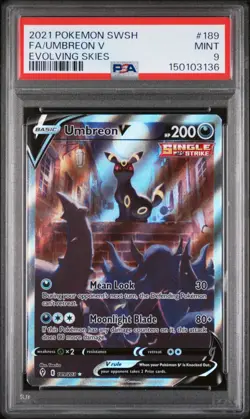 2021 POKEMON SWORD & SHIELD EVOLVING SKIES #189 FULL ART/UMBREON V PSA 9 - Image 1