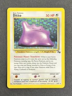 1999 Pokemon Fossil Ditto 3/62 | Holo Rare Vintage WOTC TCG | MP - Image 1