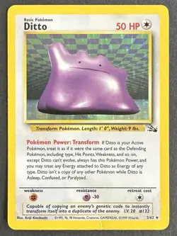 1999 Pokemon Fossil Ditto 3/62 | Holo Rare Vintage WOTC TCG | MP - Image 2