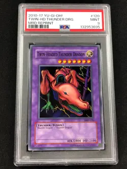Yugioh 2010 Twin Headed Thunder Dragon MRD-120 PSA 9 Super Rare - Image 1
