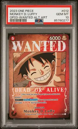 2023 ONE PIECE MONKEY D LUFFY OP03 WANTED ALT ART ST01 #012 PSA 10 GEM MINT - Image 1