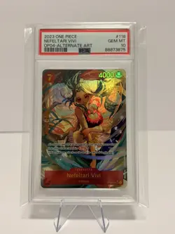 2023 ONE PIECE OP04 KINGDOMS OF INTRIGUE 118 NEFELTARI VIVI ALTERNATE ART PSA 10 - Image 1