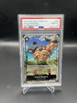2025 ONE PIECE PRB02 ALTERNATE ART #086 JESUS BURGESS PSA 10 - Image 1