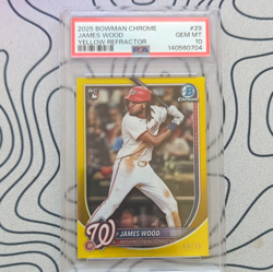 2025 Bowman Chrome James Wood RC Yellow Refractor /75 #29 PSA 10 - Image 1