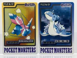 2 SET! Bandai Carddass File Porygon & lapras Japanese Pokemon Cards LP - Image 1