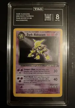 Pokemon Dark Alakazam TCG Team Rocket Card 1/82 Holo Unlimited Rare - Image 1