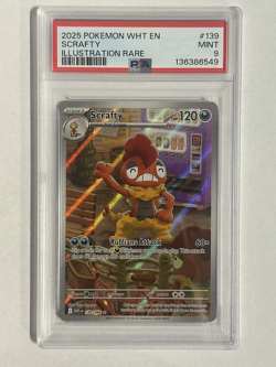 2025 Pokemon WHT EN Scrafty Full Art ILLUSTRATION RARE 139/086 PSA 9 MINT - Image 3