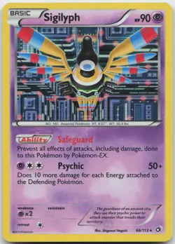SIGILYPH 66/113 HOLO RARE LEGENDARY TREASURES POKEMON LIGHTLY PLAYED - Image 1