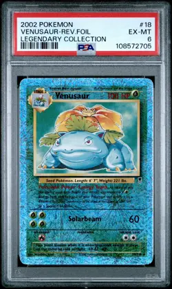 2002 POKEMON LEGENDARY COLLECTION #18 VENUSAUR-REVERSE FOIL PSA 6 - Image 1