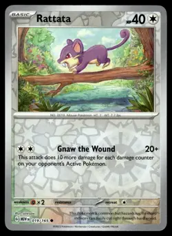 Rattata 019/165 Common 151 Pokemon Reverse Holo Near Mint - Image 1