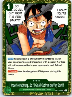 I Know You're Strong... OP13-040 Carrying On His Will One Piece Foil NM - Image 1