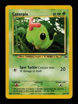 Caterpie 53/75 Yuka Morii Unlimited Common Neo Discovery Pokemon Cards - Image 1