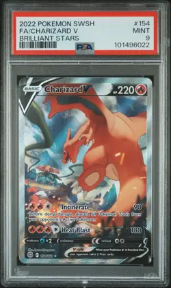 PSA 9 2022 Pokemon Charizard V Full Alt Art 154/172 Brilliant Stars Ultra Rare - Image 1