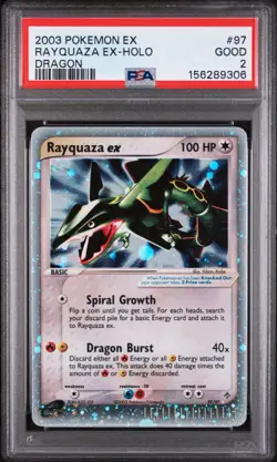 2003 POKEMON EX DRAGON #97 RAYQUAZA EX-HOLO PSA 2 - Image 1