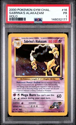 2000 POKEMON GYM CHALLENGE HOLO #16 SABRINA'S ALAKAZAM PSA 1 - Image 1