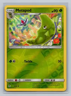 Pokemon Hidden Fates #2/68 Metapod Reverse Holo Uncommon - Image 1