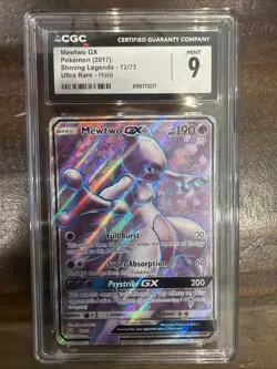 2017 POKEMON SHINING LEGENDS ULTRA RARE - HOLO #72/73 MEWTWO GX CGC 9 - Image 1
