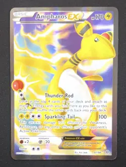 Pokemon TCG Ampharos EX 87/98 XY Ancient Origins Ultra Rare Holo Full Art HP170 - Image 1