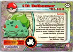Bulbasaur #1 Topps Trading Cards Series 1 Pokemon Moderately Played - Image 2