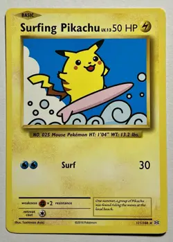 Surfing Pikachu 111/108 (LP) Secret Rare XY Series: Evolutions 2016 Pokemon Card - Image 1