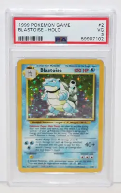 Vintage 1999 Blastoise Original Base Set Holo #2/102 Pokemon Card PSA Graded 3 - Image 1