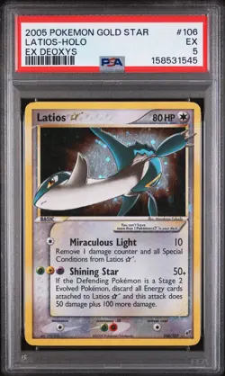 2005 POKEMON EX DEOXYS GOLD STAR #106 LATIOS-HOLO PSA 5 - Image 1