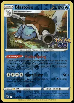 Blastoise Reverse Holo Holo Rare Pokemon GO 017/078 NM - Image 1