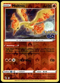 Moltres Reverse Holo Holo Rare Pokemon GO 012/078 NM - Image 1