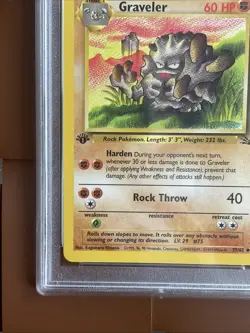 1999 Pokemon TCG Fossil Graveler 37/62 1st Edition PSA 10 - Image 5