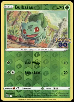 Bulbasaur Reverse Holo Common Pokemon GO 001/078 NM - Image 1