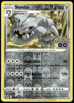 Steelix Reverse Holo Uncommon Pokemon GO 044/078 NM - Image 1