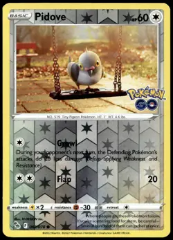 Pidove Reverse Holo Common Pokemon GO 061/078 NM - Image 1