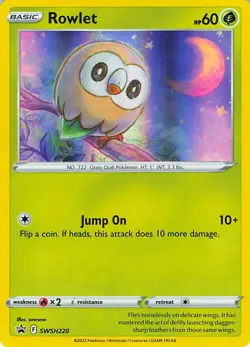 Rowlet SWSH220 Holo Promo Sword & Shield Promo Pokemon Near Mint - Image 1