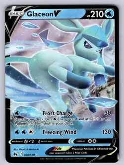 Glaceon V 038/159 Holo V Rare Crown Zenith Pokemon Near Mint - Image 1