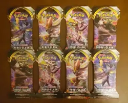 Pokemon TCG Sword & Shield Base Set & Rebel Clash Sleeved Booster Pack Lot of 12 820650826528 - Image 2