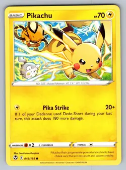 Pikachu 049/195 Common Silver Tempest Pokemon Near Mint - Image 1