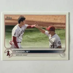 Angels #159 Team Card Shohei Ohtani Mike Trout 2022 Topps Series 1 Baseball NM - Image 1