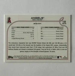 Angels #159 Team Card Shohei Ohtani Mike Trout 2022 Topps Series 1 Baseball NM - Image 2