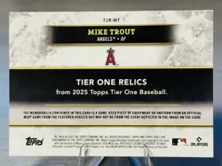 💫⚾MIKE TROUT 2025 Topps Tier One Relics Purple Foil Bat Relic /99 #ANGELS!⚾💫 - Image 5