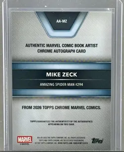 2026 Topps Chrome Marvel Artist Mike Zeck Auto Autograph Purple /75 - Image 2