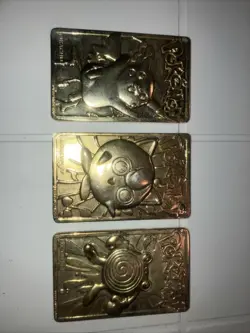 1999 Nintendo Pokemon Gold Plated Jigglypuff Poliwhirl Pikachu Burger King - Image 1