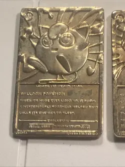1999 Nintendo Pokemon Gold Plated Jigglypuff Poliwhirl Pikachu Burger King - Image 5