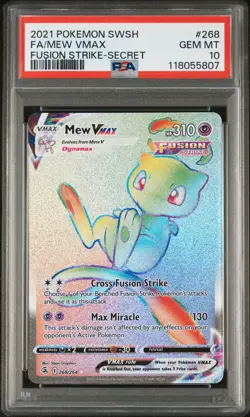 2021 POKEMON SWORD & SHIELD FUSION STRIKE SECRET #268 FULL ART/MEW VMAX PSA 10 - Image 1