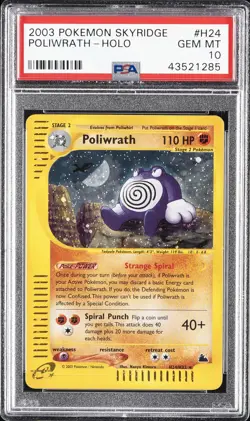 2003 POKEMON SKYRIDGE #H24 POLIWRATH-HOLO PSA 10 - Image 1