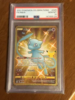 2021 POKEMON CELEBRATIONS #025 FULL ART/MEW PSA 10 025/025 25/25 - Image 1