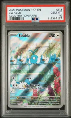 2023 POKEMON PAR EN-PARADOX RIFT 213 SWABLU ILLUSTRATION RARE - PSA 10 - Image 1