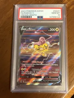 PSA 10 RAIKOU V GG41/GG70 FULL ART CROWN ZENITH POKEMON - Image 1