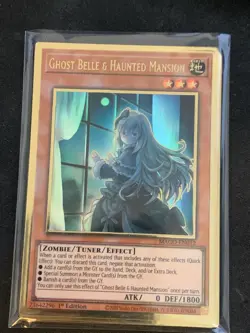 MAGO-EN012 Ghost Belle & Haunted Mansion (Alt) Gold Rare Yugioh Card 1st Edition - Image 1
